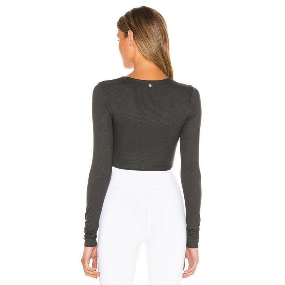 Spiritual Gangster Odette Ribbed Surplice Crop Top - Picture 2 of 7